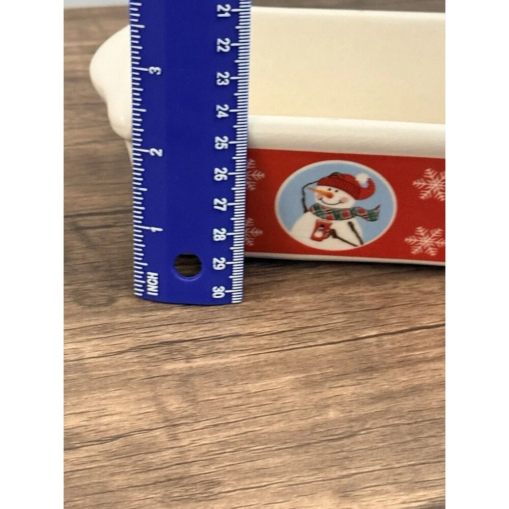 Century Mini Bread Loaf Pans Baking Stoneware Dishes - Christmas Snowmen